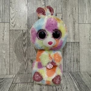 Ty Beanie Boos Bloomy Bunny Rabbit Plush 9” Stuffed Animal Glitter Eyes Ty Silk